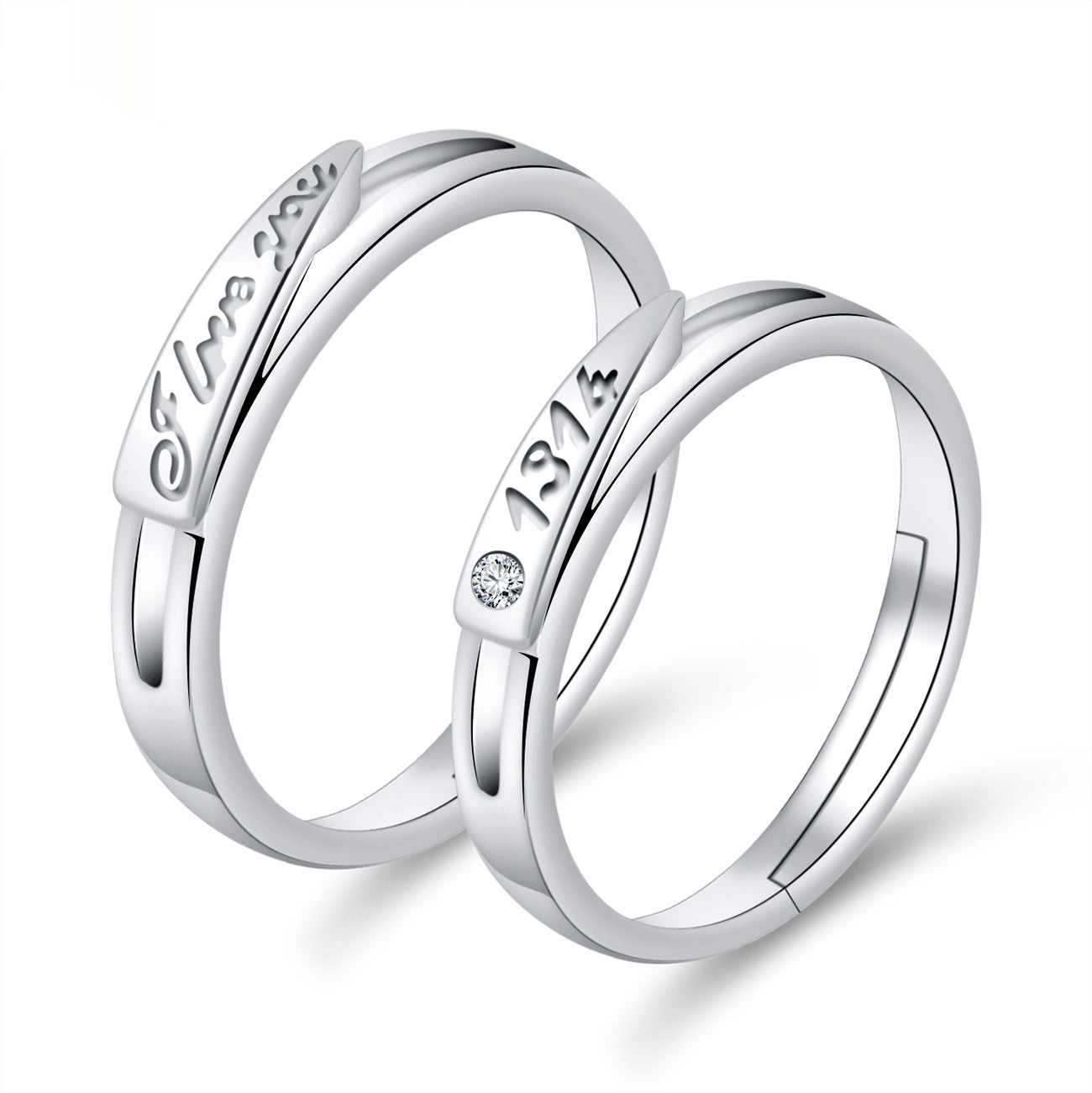 Elegant Crown-Shaped Moissanite Electroplated Copper Couple Rings Set