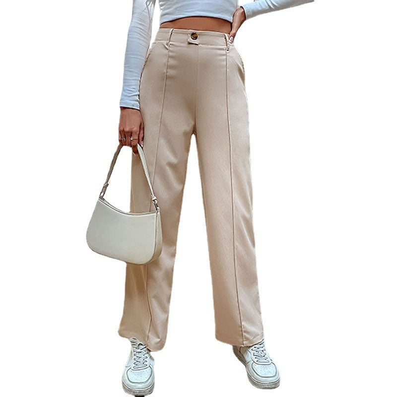 Women's Casual Slacks – Spliced Straight-Leg Pants