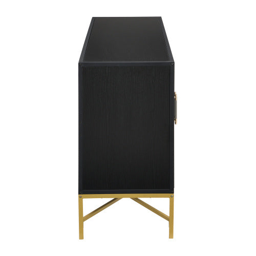 Four Door Cabinet With Metal And Crossed Leg Design