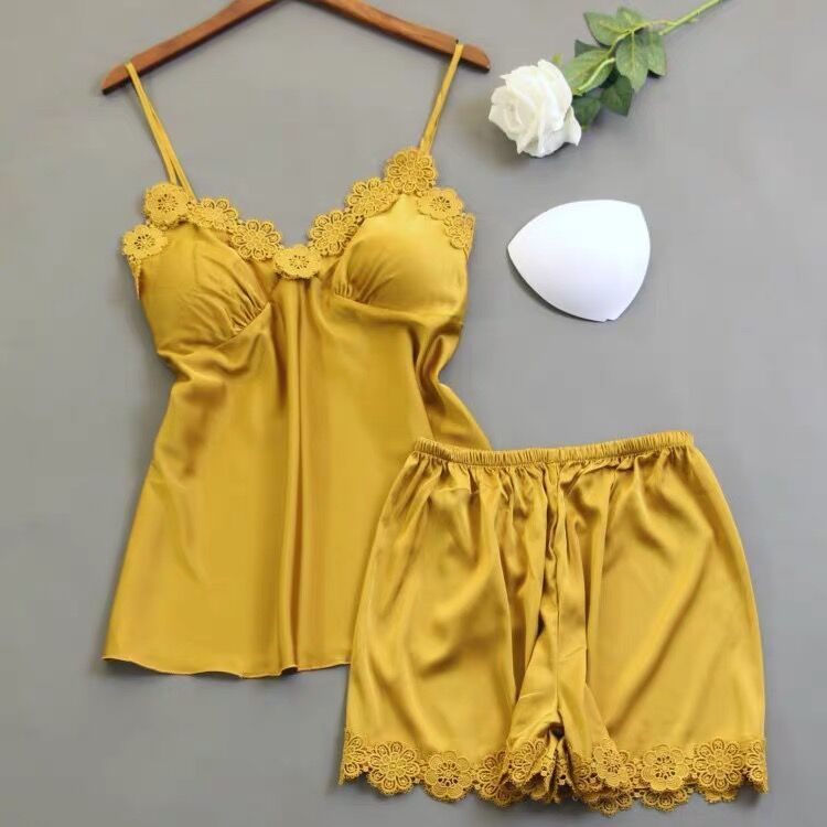 Lace Imitation Silk Split Home Suit
