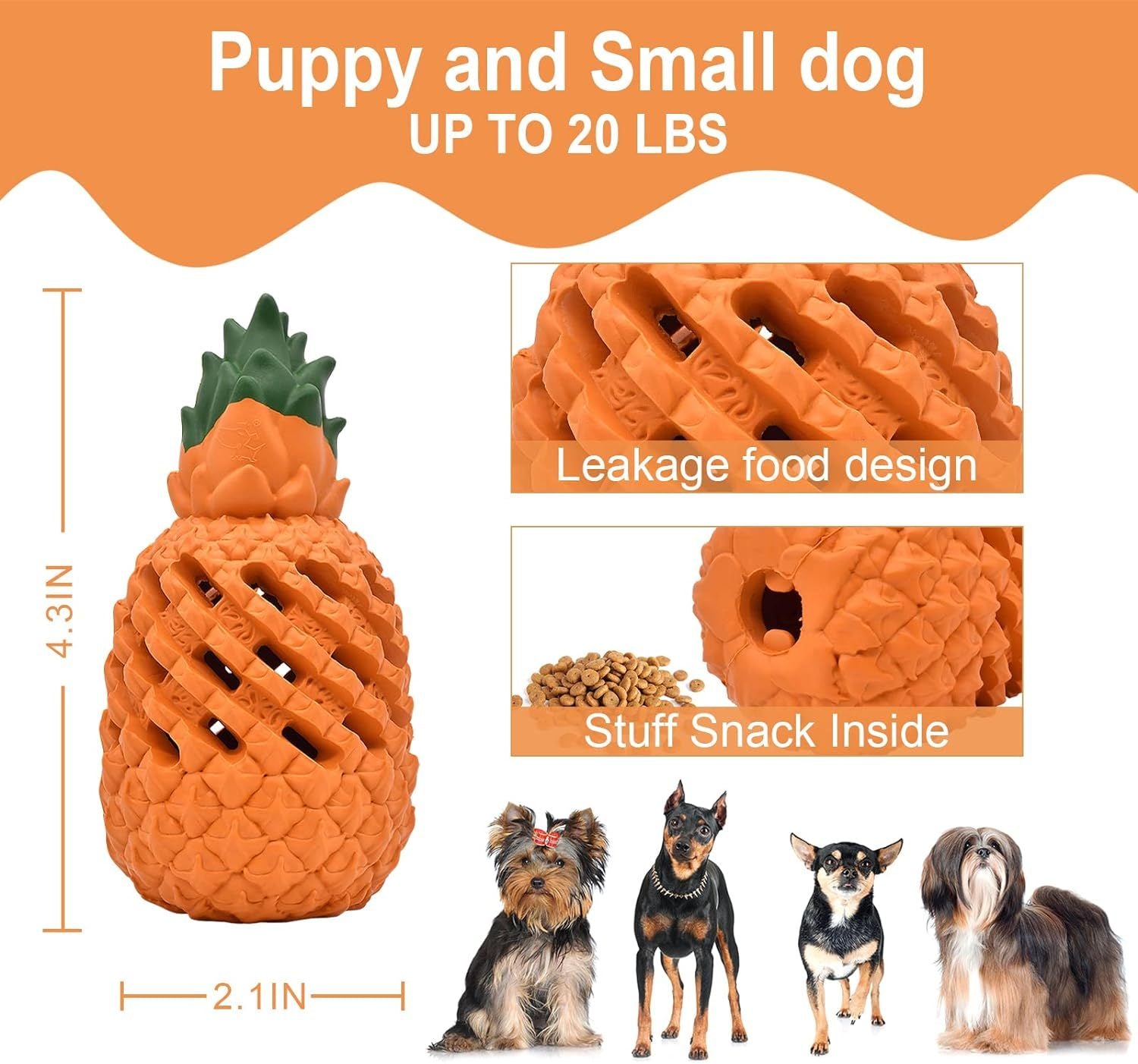 Durable Pineapple-Shaped Natural Rubber Dog Chew Toy