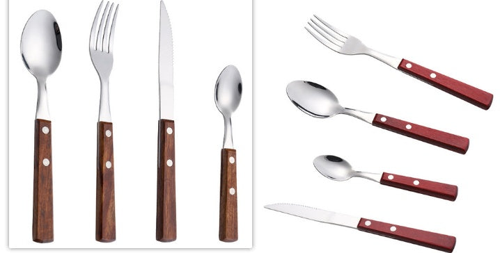 304 Stainless Steel Western Cutlery Set With Wood Handles