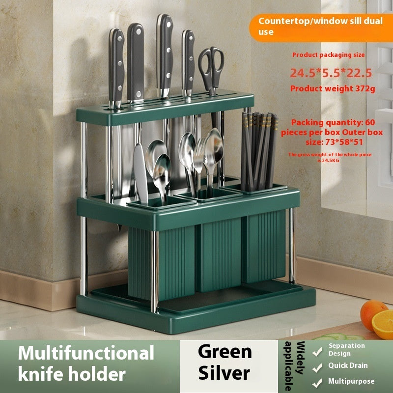 Multifunctional Utensil Storage Rack – Knife & Fork Organizer