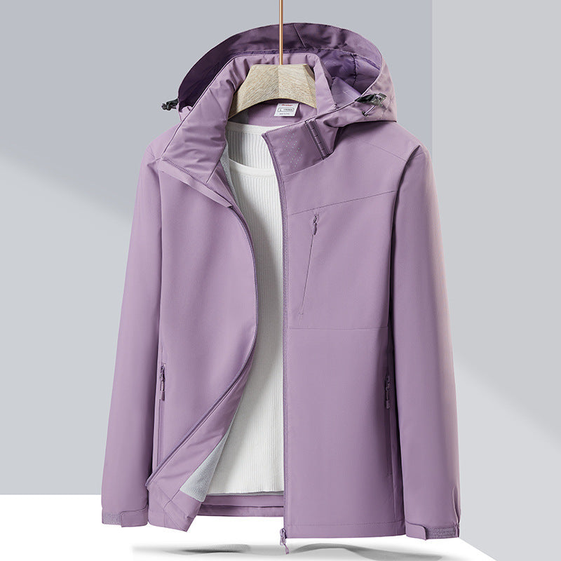 Couple Windproof Single-Layer Jacket & Fleece-Lined Padded Overalls Set
