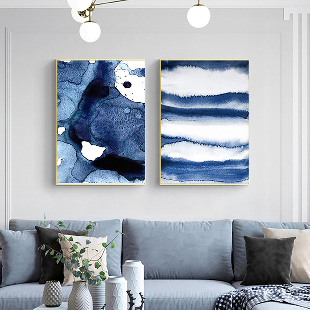 Blue Abstract Wall Art – Pattern Spot Sofa Background Decorative Canvas Painting