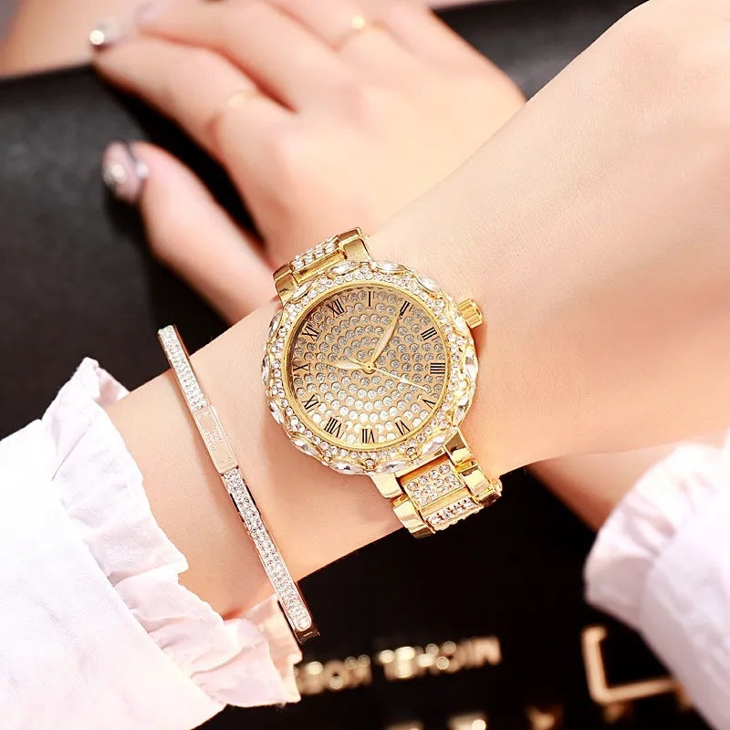 Women's Fashion Quartz Watch with Diamonds and Rhinestones