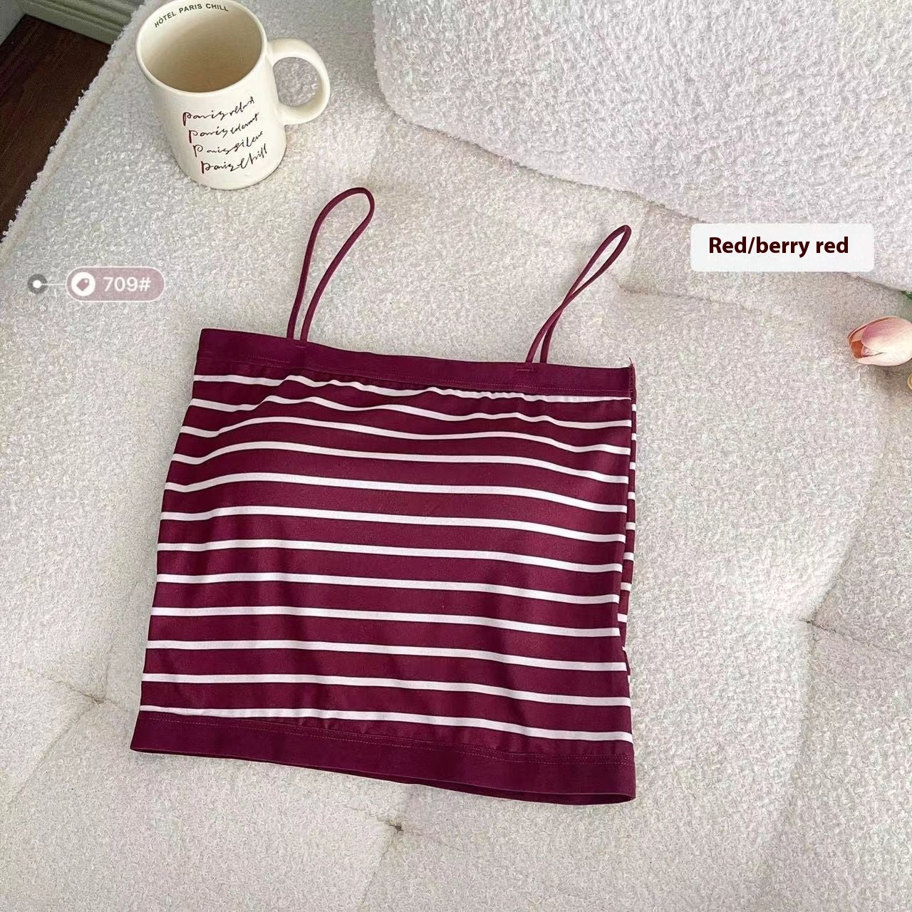 Summer Stripes Camisole Chest Pad Hot Girl Base Ride