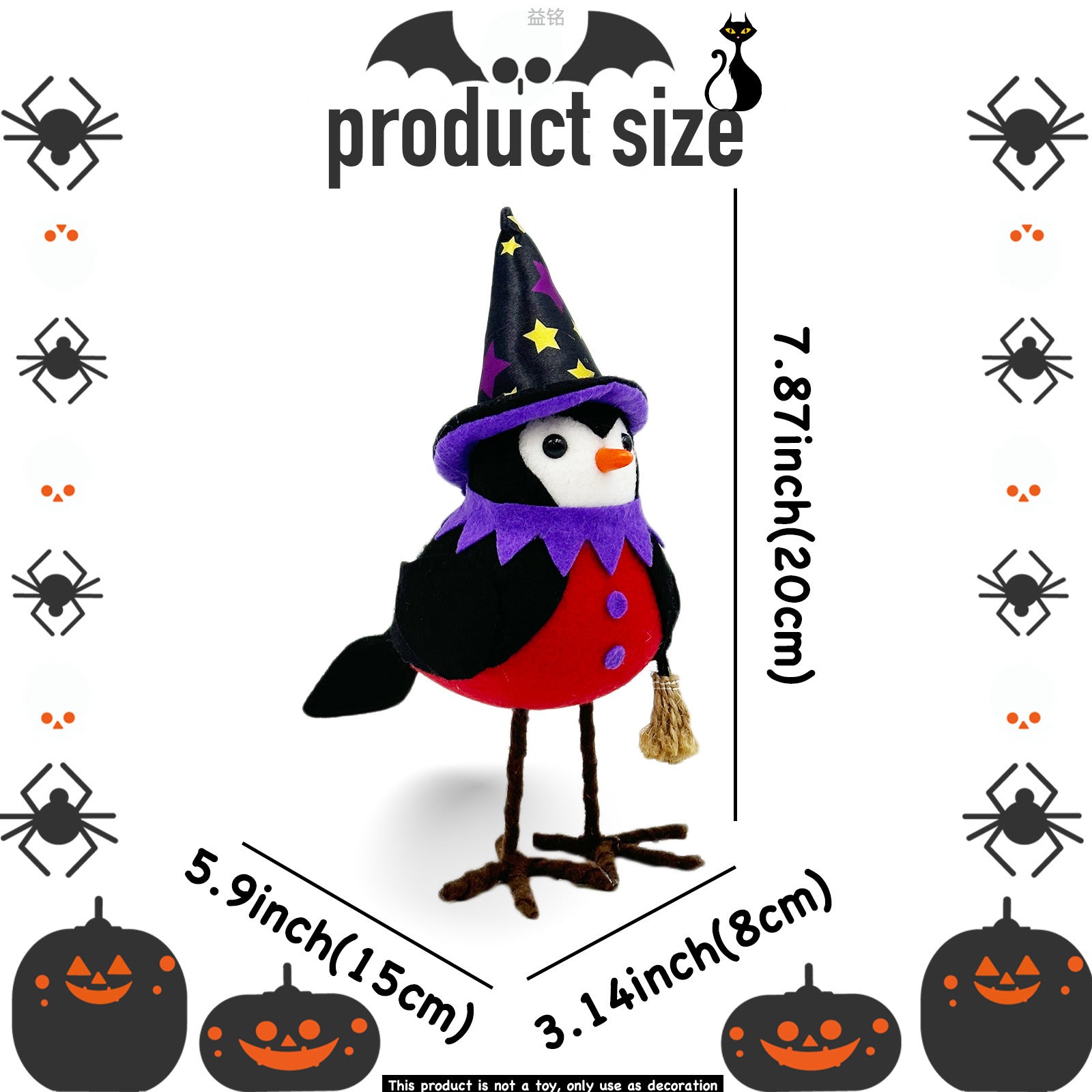 Halloween Decorations Top Hat Bird Doll Doll