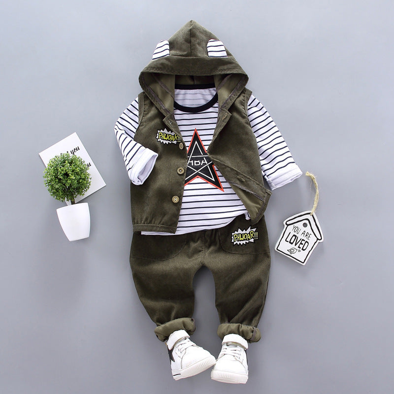Boys Three Piece Suit Polyester Regular Fit For Autumn