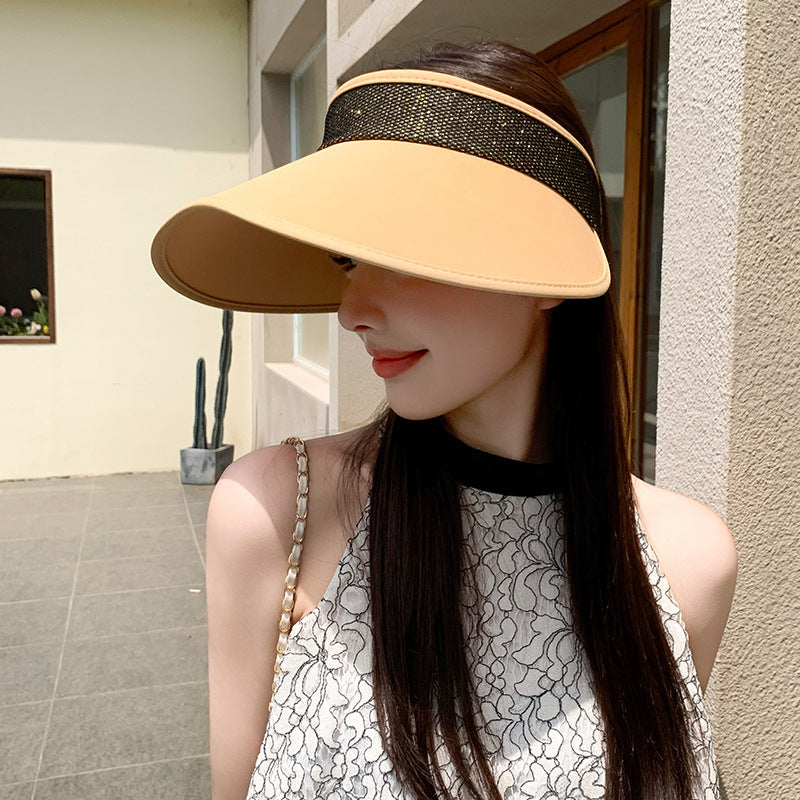 Breathable Two-Tone Peach Shape Big Brim Sun Visor Cap for Summer UV Protection