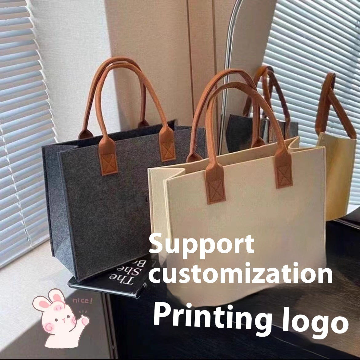 Large Capacity High-End Felt Tote Bag – Personalized & Simple Shopping Bag
