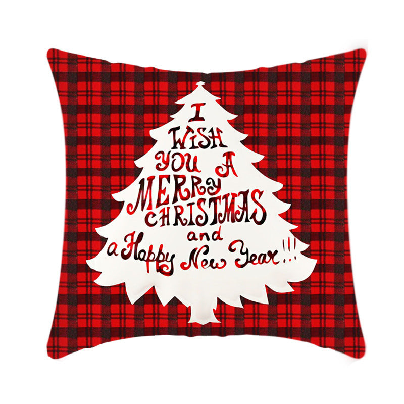 Short Plush Christmas Cushion Cover 45cm Elk Santa Pillow