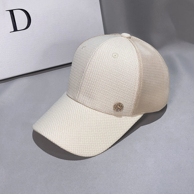 Women's Breathable Mesh Sunshade Rhinestone Letter Peaked Hat