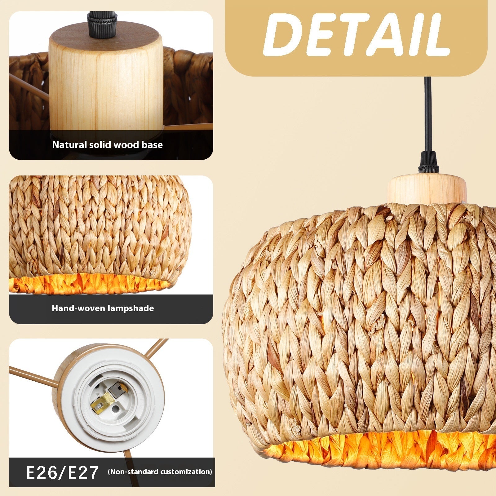 Rattan And Bamboo Weaving Chandelier Lamp