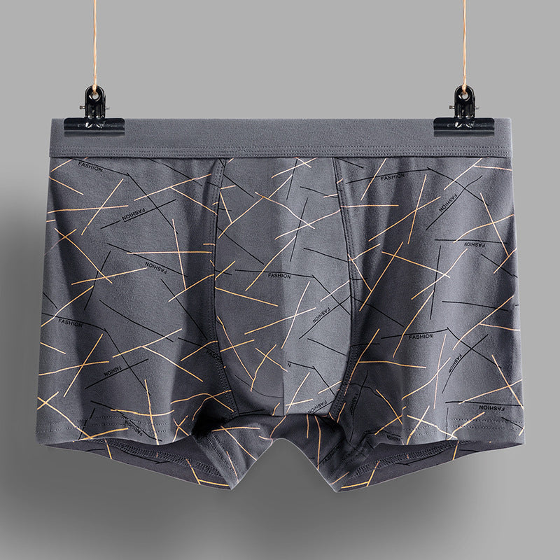 Men's Cotton U-convex Boxers Mid-waist Three-dimensional Printing