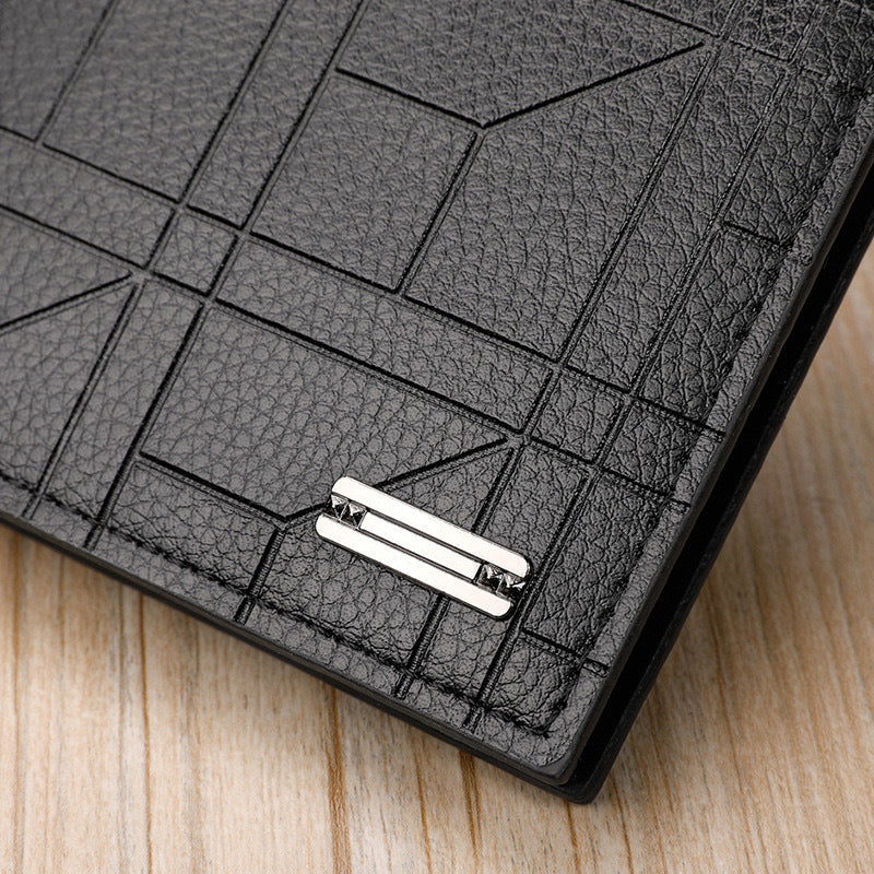 Men's Slim PU Leather Wallet Card Holder Solid Pattern