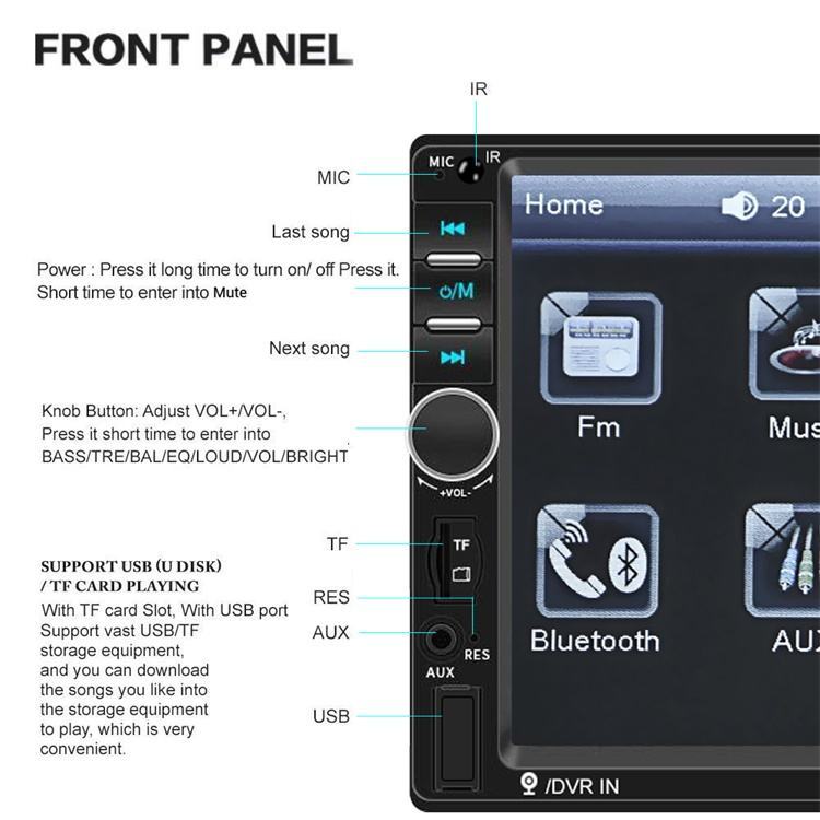 7-Inch Car Stereo Autoradio – Touch Screen Radio with Bluetooth & FM