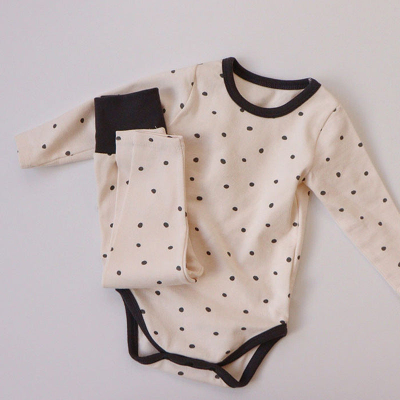 Cotton Two Piece Kids Set With Long Sleeve Top And Pants