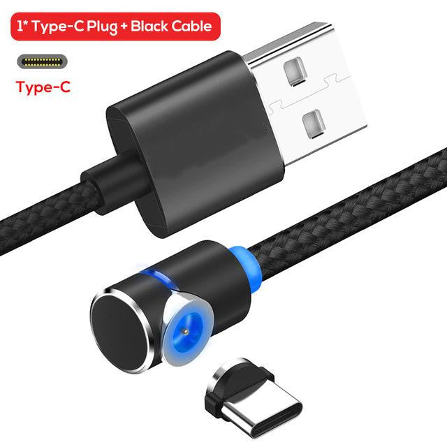 360° Rotating Magnetic Micro-USB Charging Cable – Fast Charge Phone Cord, LED, Nylon-Braided