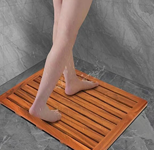 Household Solid Wood Bathroom Waterproof Non-slip Shower Mat Bathroom Bathtub Pedal