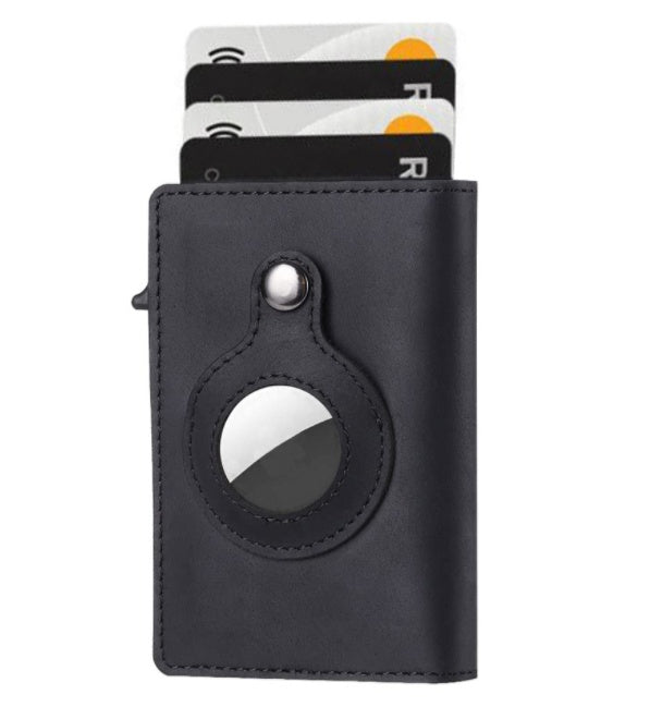 Men's Slim Leather AirTag Wallet RFID Cardholder AntiTheft
