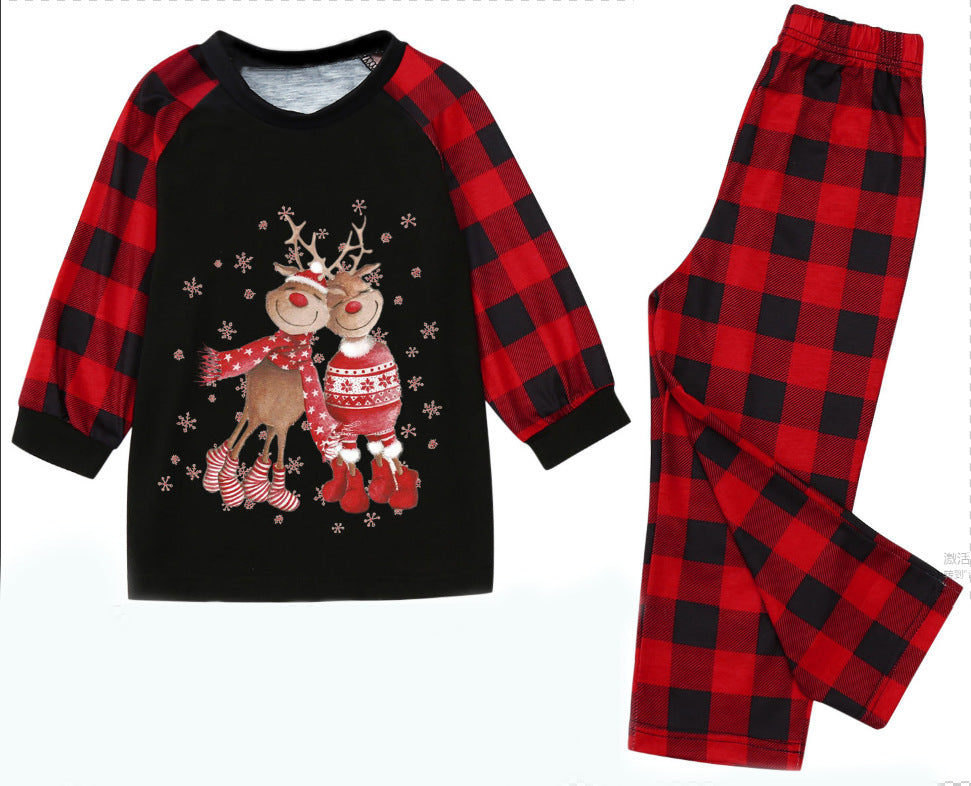 European And American New Christmas Print Parent-child Suit Home Service