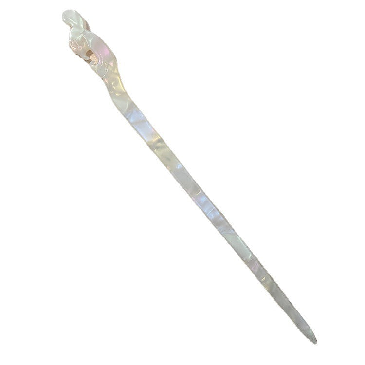 White Acetate Hairpin Simple Modern Hair Clasp