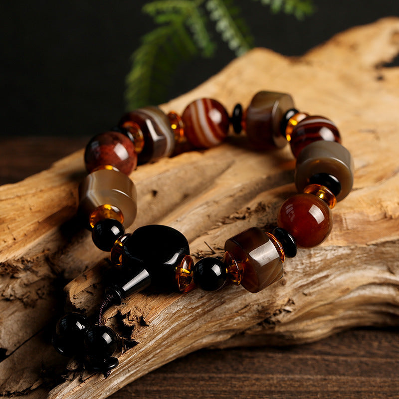 Original Natural Twining Line Old Agate Bracelet