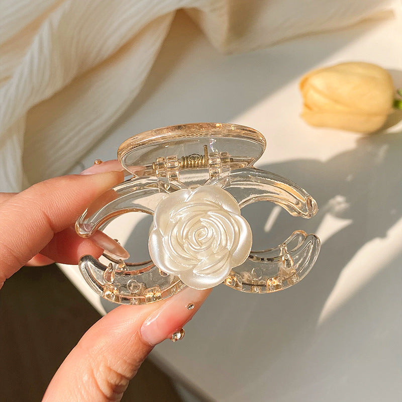 New Small Fragrant Wind Camellia Temperament Back Of The Head To Grab The Clip