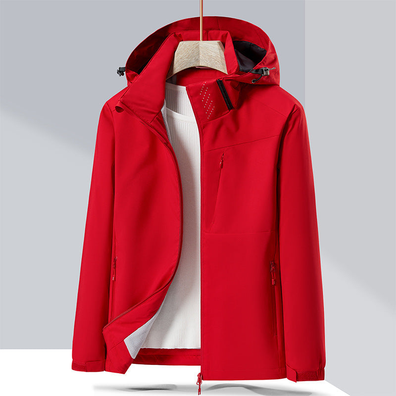 Couple Windproof Single-Layer Jacket & Fleece-Lined Padded Overalls Set