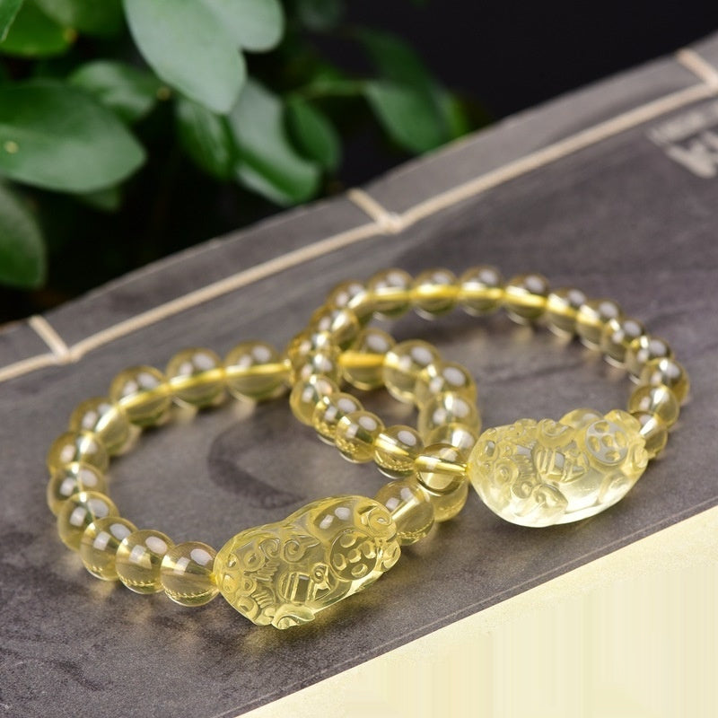 Fashionable And Individual Yellow Crystal Pendant Bracelet