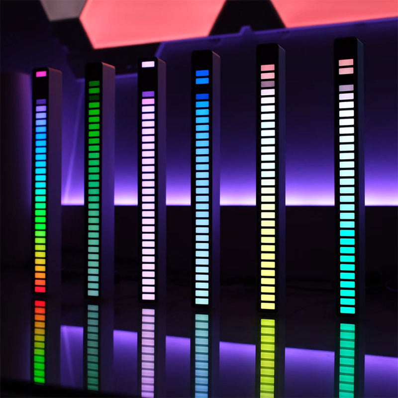 RGB Voice-Activated Music Rhythm Ambient Light with 32 LEDs and 18 Colors, Sound Control Lamp for Car and Home Decoration
