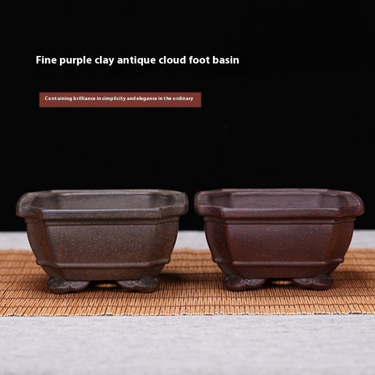 Purple Sand Flowerpot Hexagonal Square Classical Ceramic Gardening