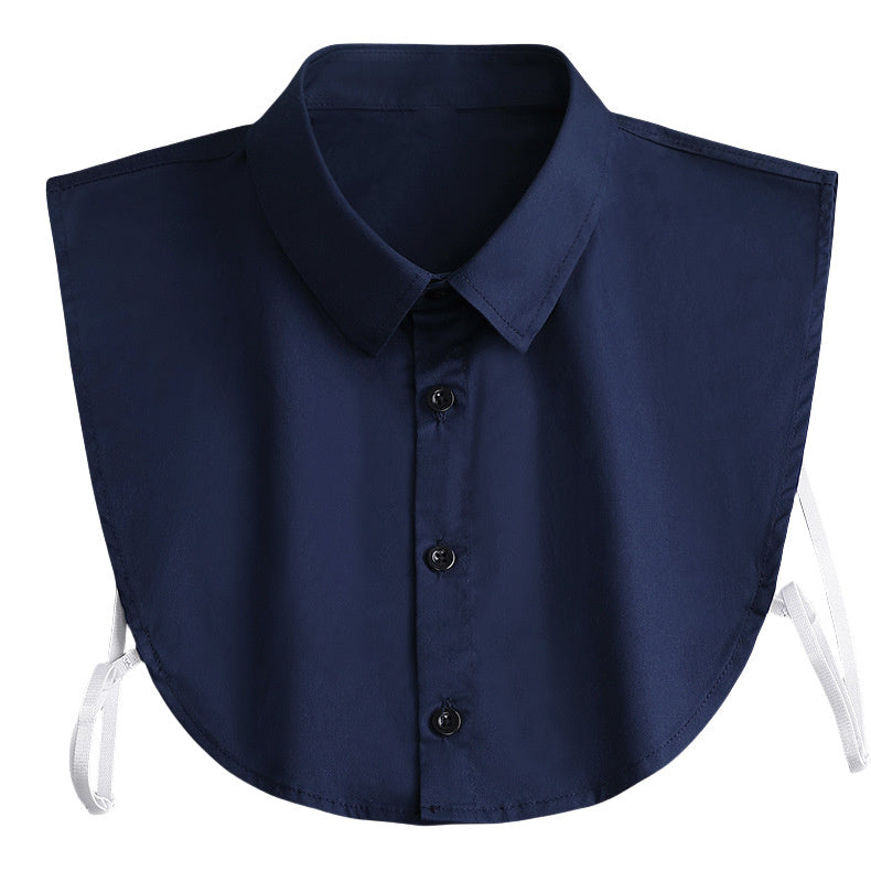 Detachable False Collar – Solid Color 4-Button Polyester Yarn