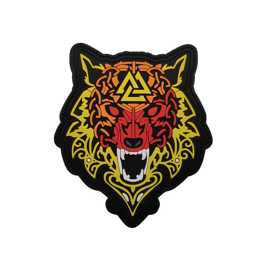 Viking Wolf Head Patch – Cloth Sticker Armband, Velcro Backpack Patch