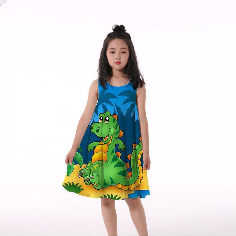 3D Rainbow Print Girls' Dress Nightdress