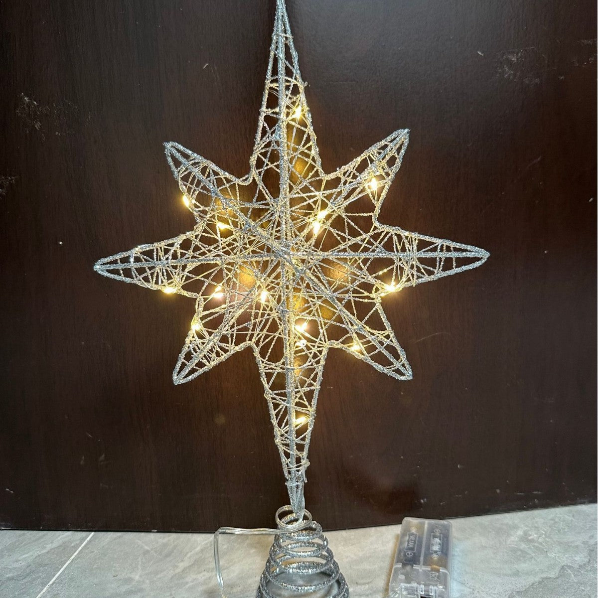 Christmas Tree Decorations LED Dusting Powder Wrought Iron Explosion Star Tree-top Star