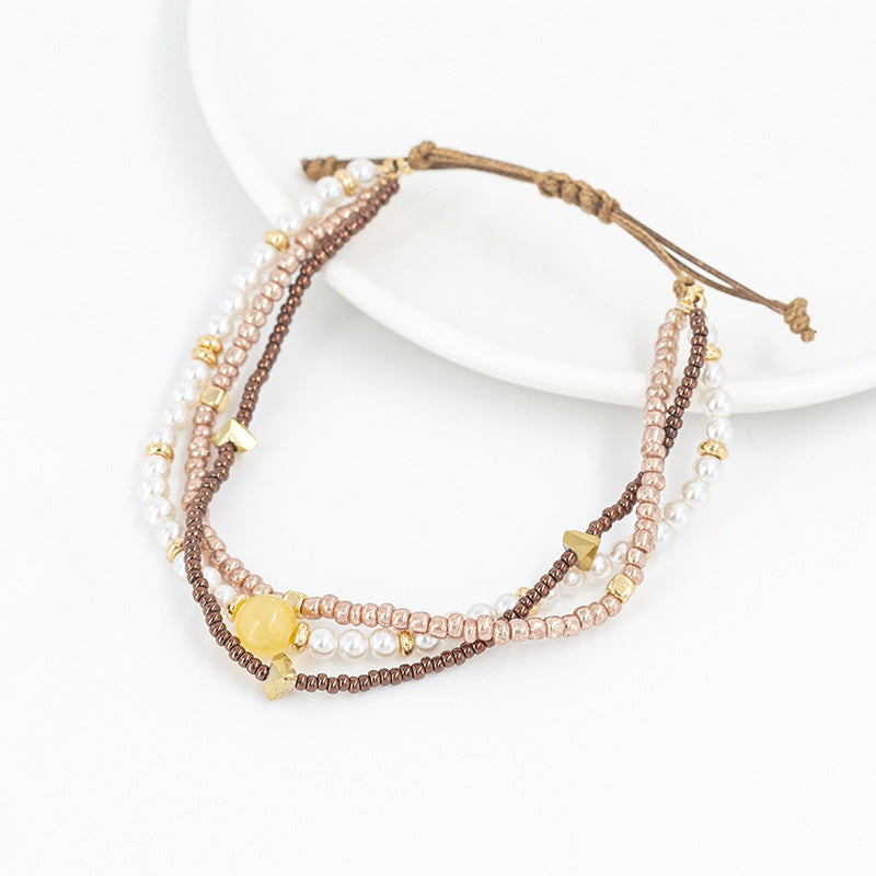 Women’s Multi-Layer Natural Stone Beaded Bracelet – Alloy Jewelry