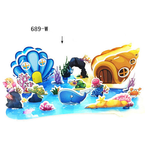 Children's 3D Three Dimensional Puzzle Paper Educational Toys Diy Building Hut