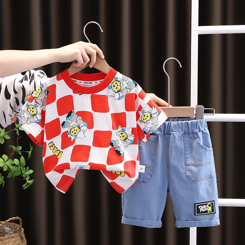 Fashion Personality Short Sleeve Boys Summer Suit