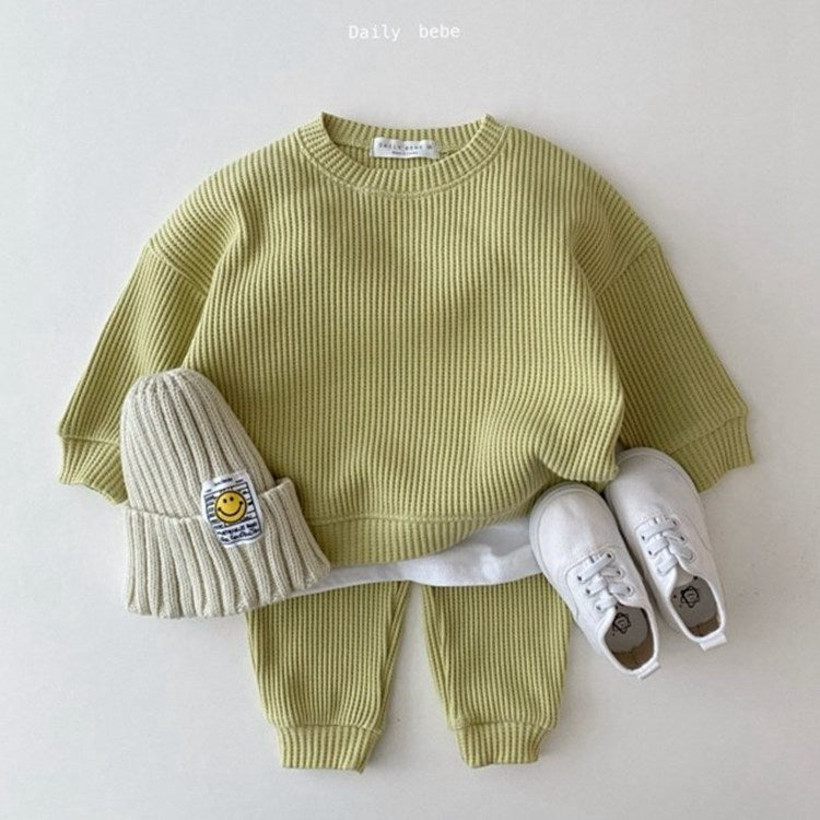 Infant Children’s Sports Suit – Spring and Autumn Korean Baby Casual Sweater and Trousers Two-Piece Set for Boys and Girls