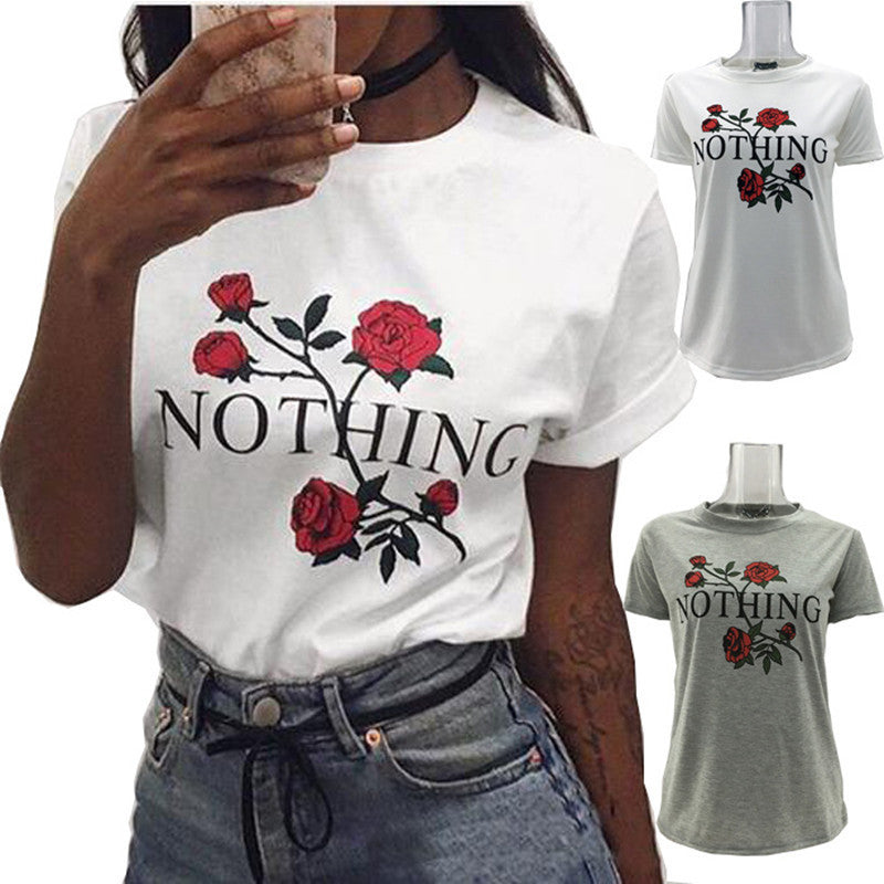 Women Relaxed Cotton Short Sleeve Blouse Gray White