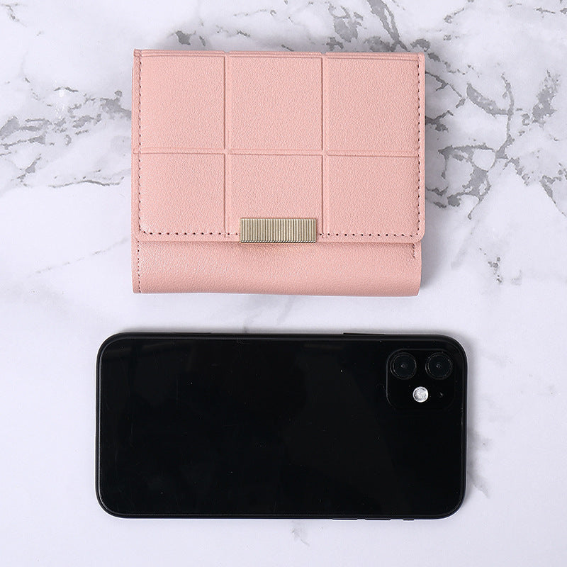 Women's Short Three Fold Multiple Card Slots Large Capacity Zipper Coin Purse