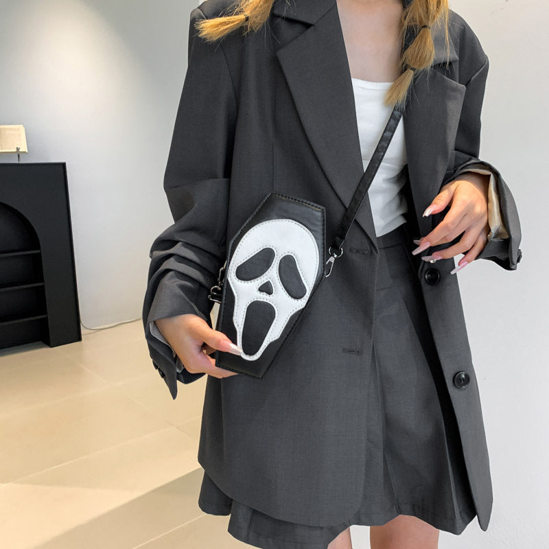 Halloween Coffin-Shaped Shoulder Bag – Gothic Spider Web Crossbody Messenger Purse