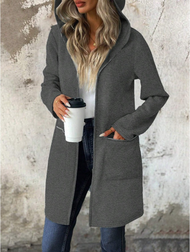 Women's Autumn Long Sleeve Hoodie Jacket, Drop Shoulder
