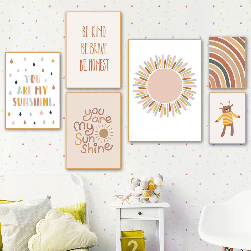 Sun Pattern Canvas Painting – Sofa Background Wall Mural for Home Decoration