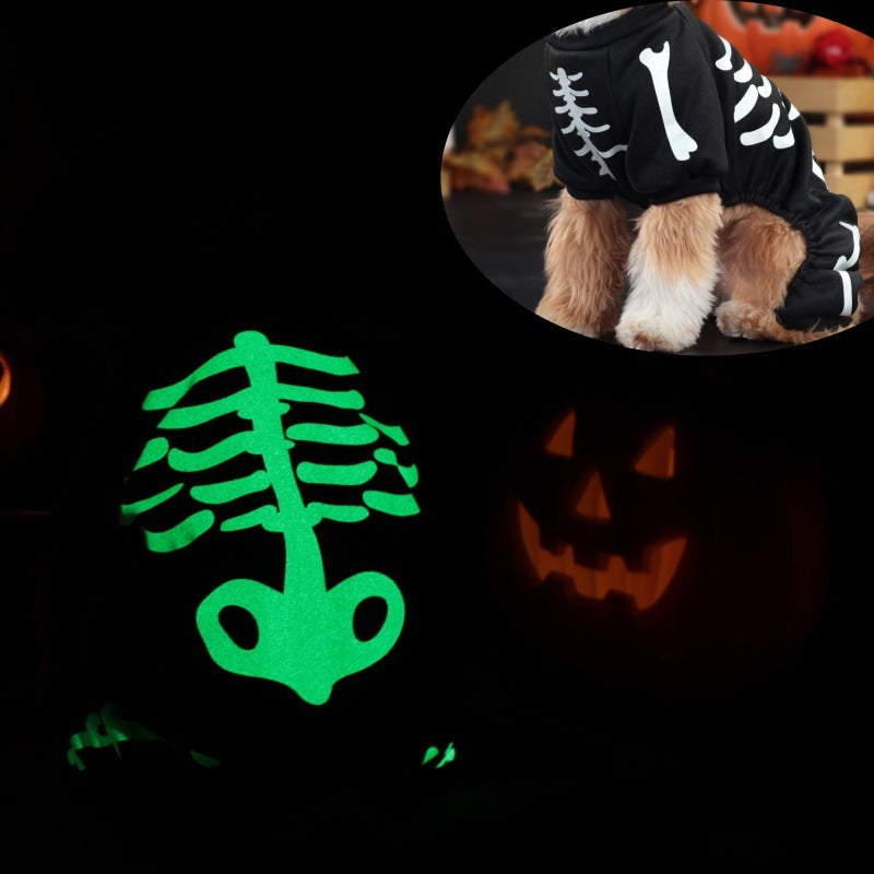 Halloween With Luminous Skull Bones Four-legged Pet Clothing Pet Clothes