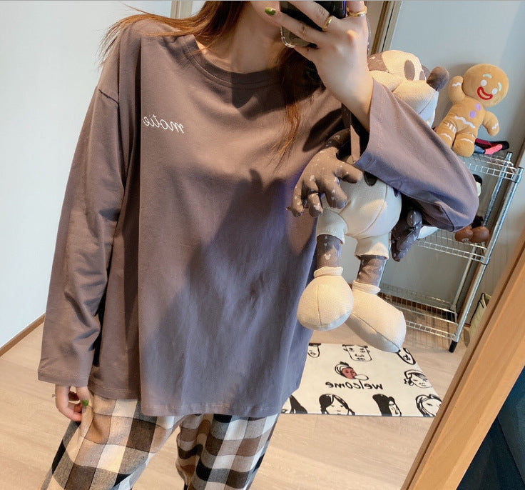 Long Sleeve Casual Simple Korean Style Homewear Set
