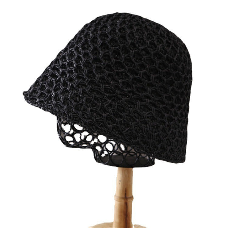 Women's Hollow Breathable Mesh Straw Bucket Hat