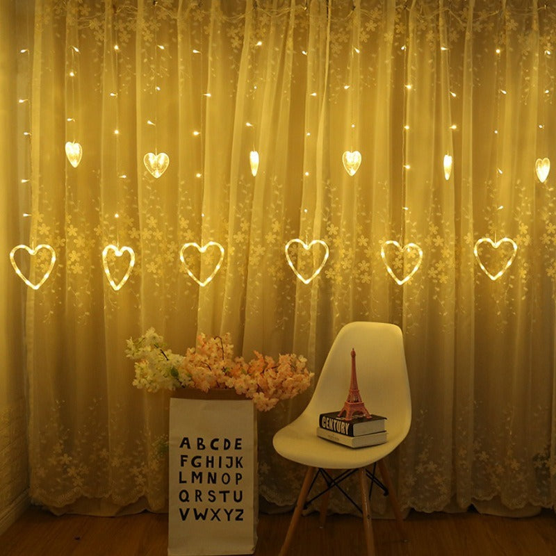 Led Heart-shaped Decorative Curtain Decorative Lights